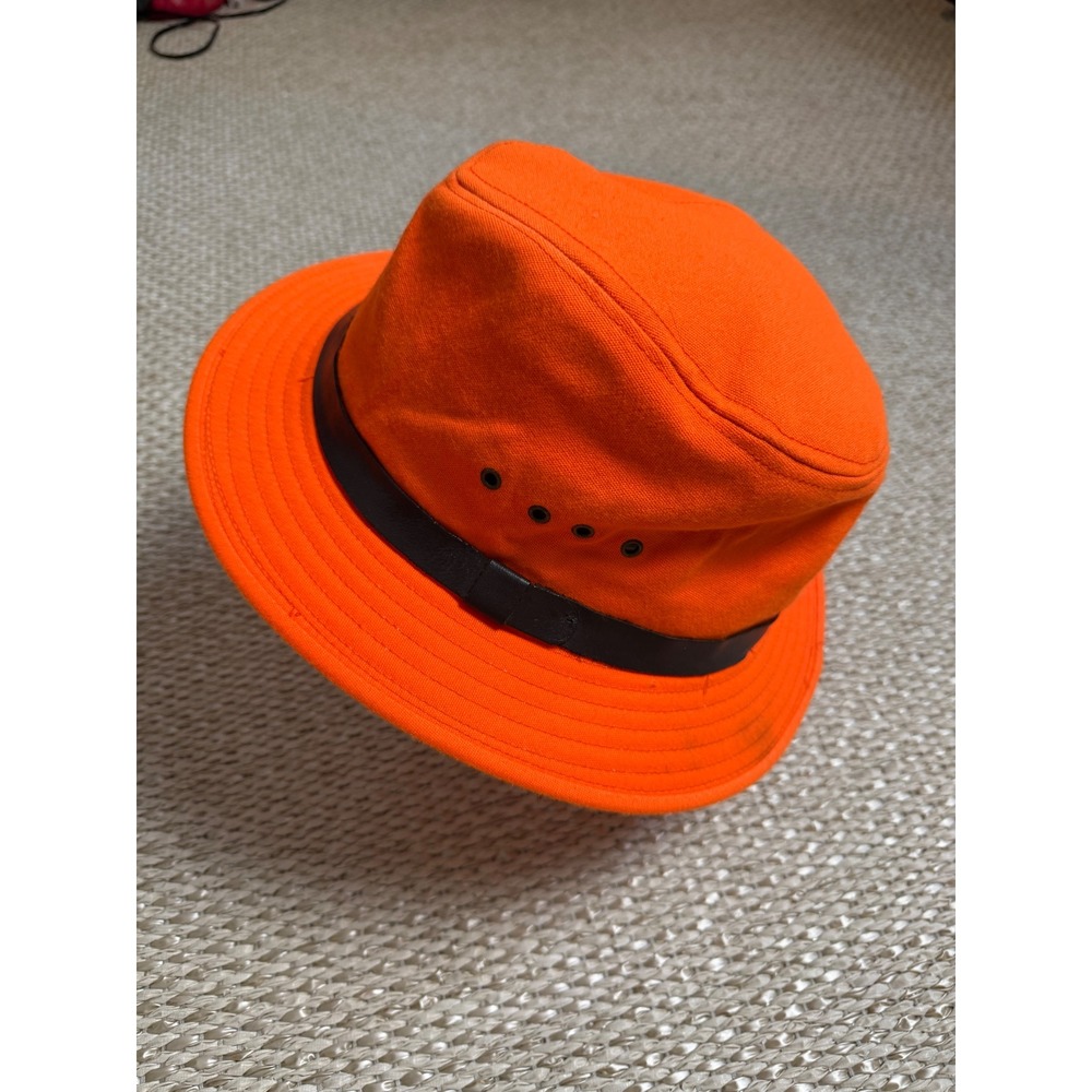 Broner vintage Orange Bucket Hat XL tin cloth Water Repellent Unsinkable USA